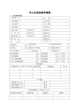 担保业务申请表