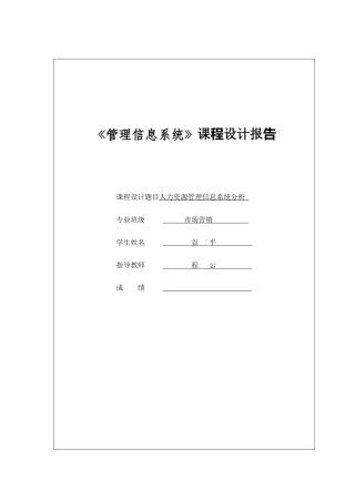 人力资源管理信息系统分析