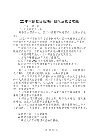 XX年主题党日活动计划以及党员实践