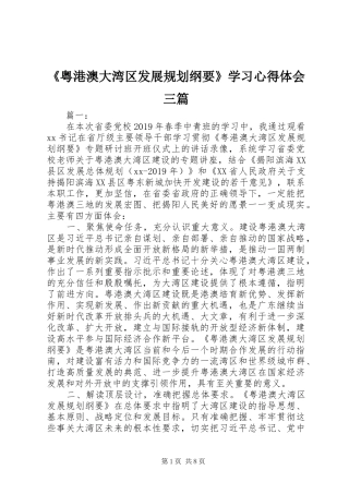 《粤港澳大湾区发展规划纲要》学习心得体会三篇
