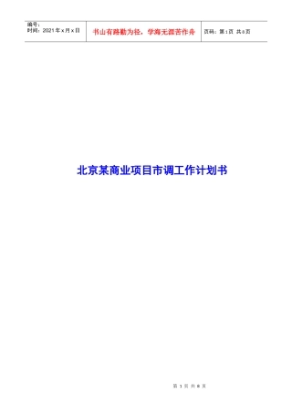 商业项目市调工作计划书