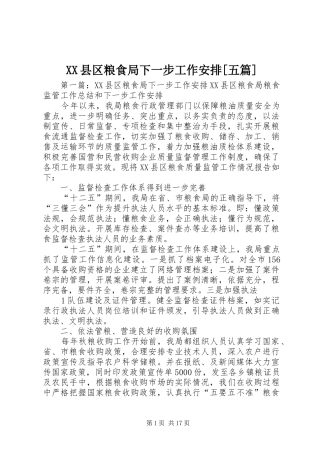 XX县区粮食局下一步工作安排[五篇]