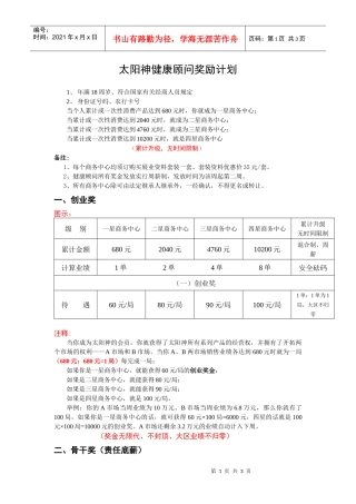 太阳神健康顾问奖励计划