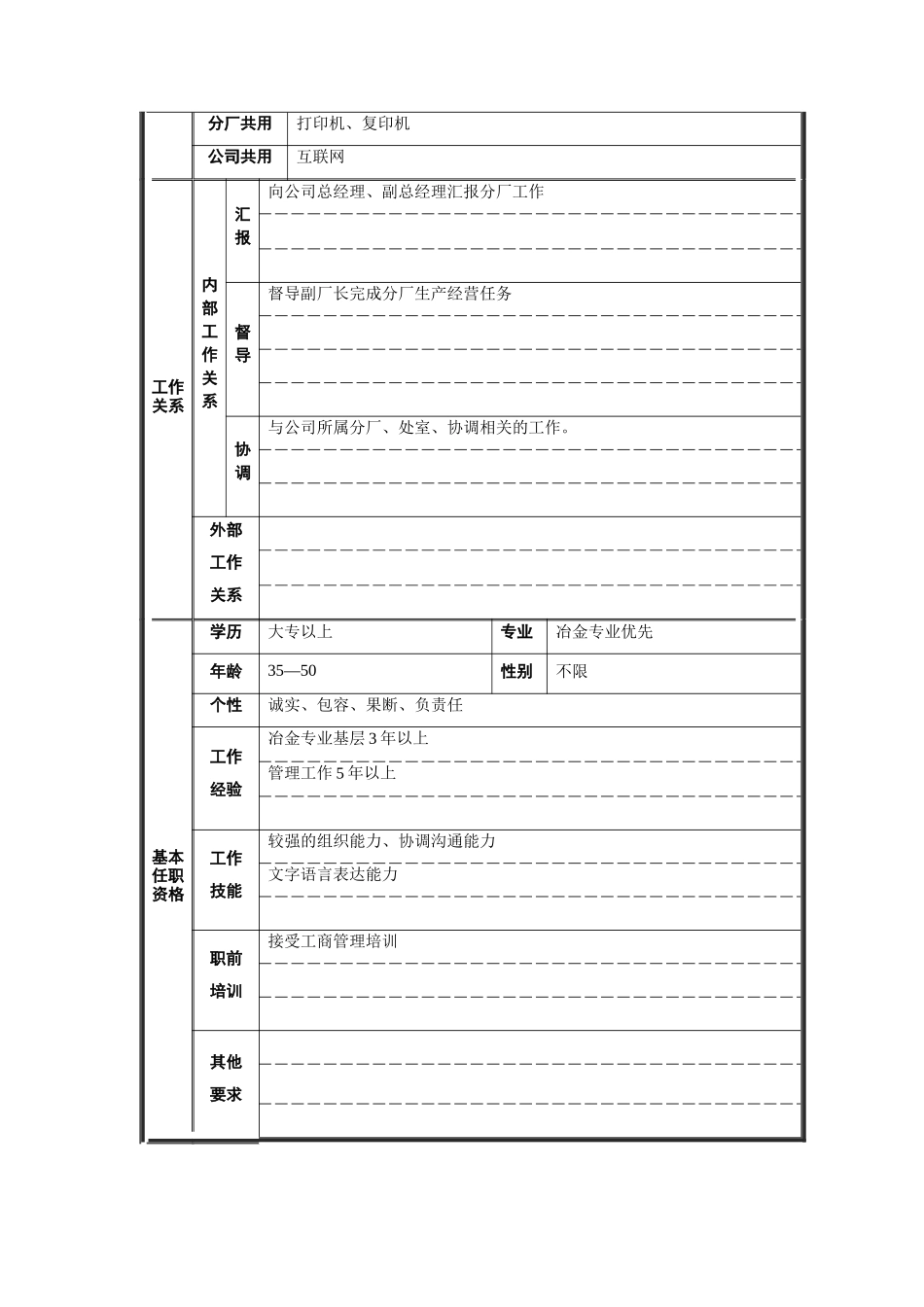 厂长职位说明书_第2页