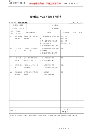 人力资源-2022JXB024--国际作业中心业务差错率考核表