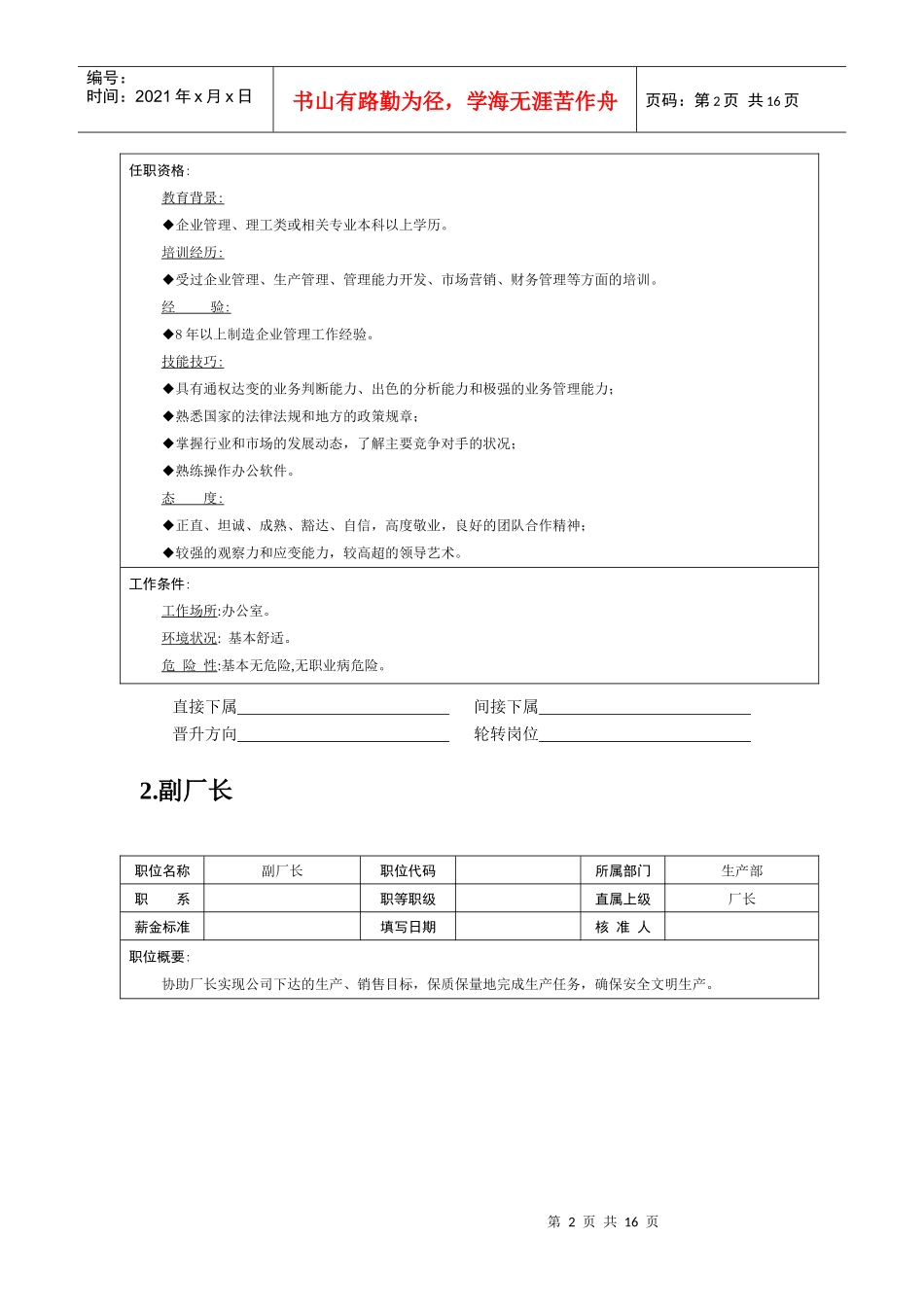 岗位说明书——生产职位_第2页