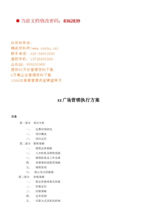 某广场营销执行方案研讨