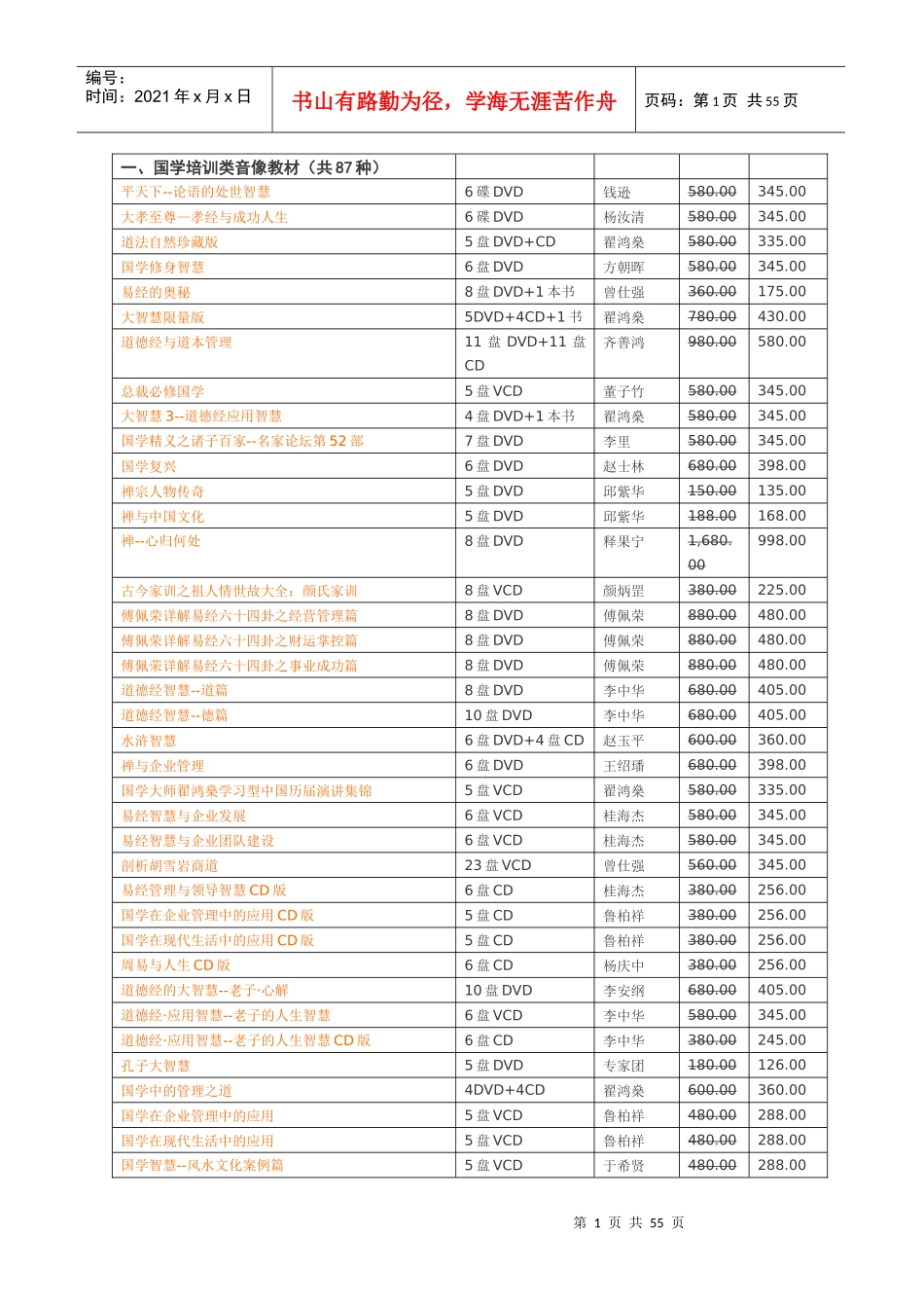 国学培训类音像教材(共87种)_第1页