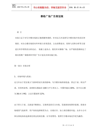 赛格广场广告策划案）