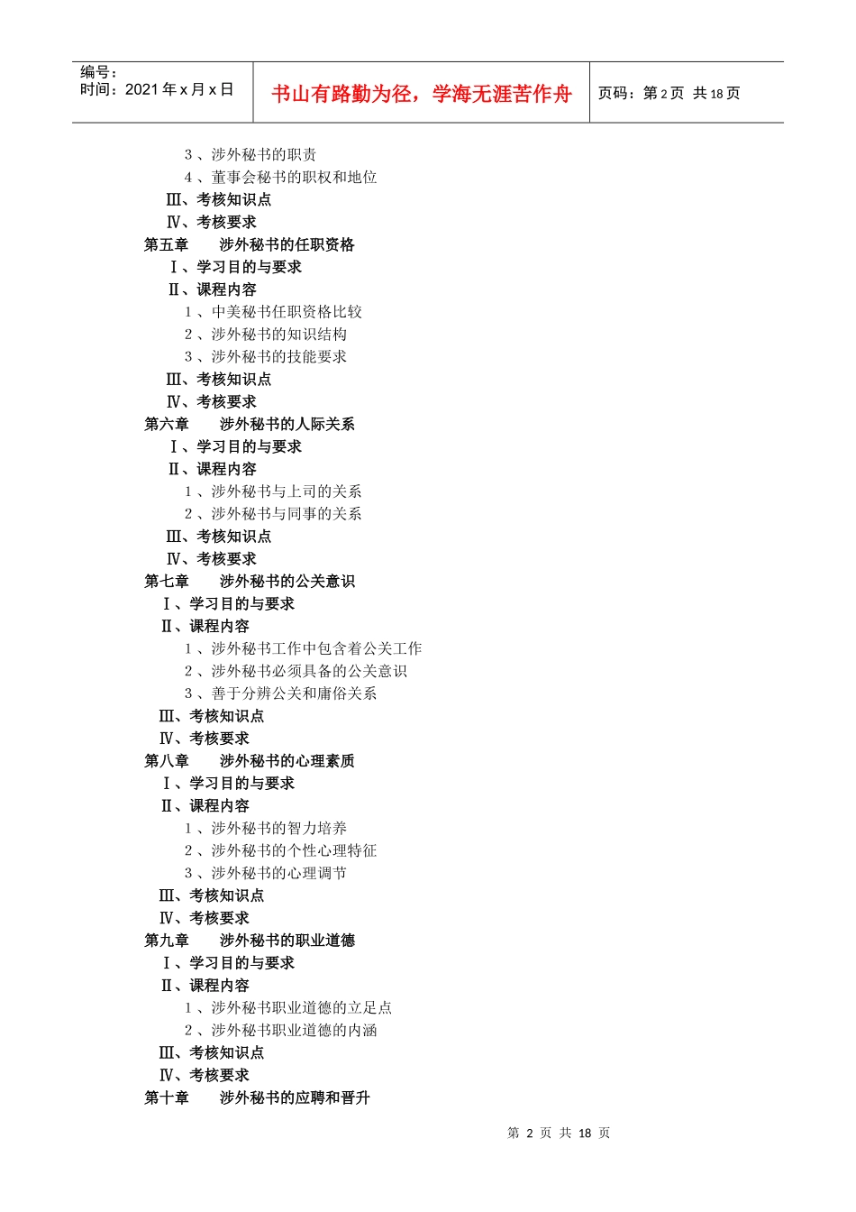 人力资源-2022XXXX年广东自考《秘书外事管理实务》课程考试大纲_第2页
