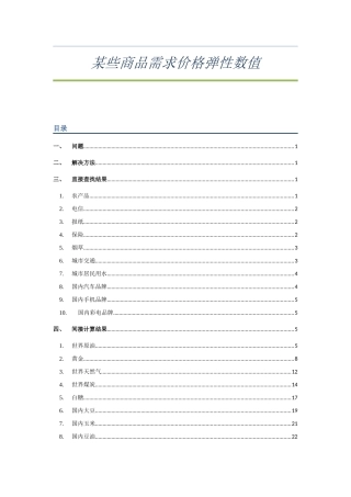 某些商品需求价格弹性数值