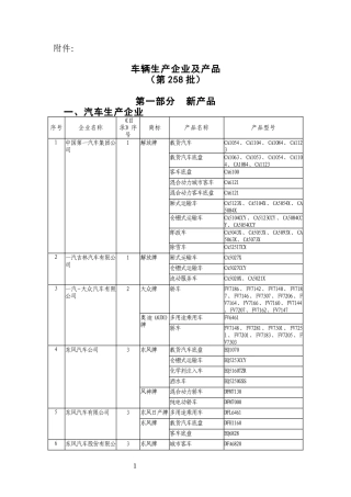 车辆生产企业及产品(第258批)