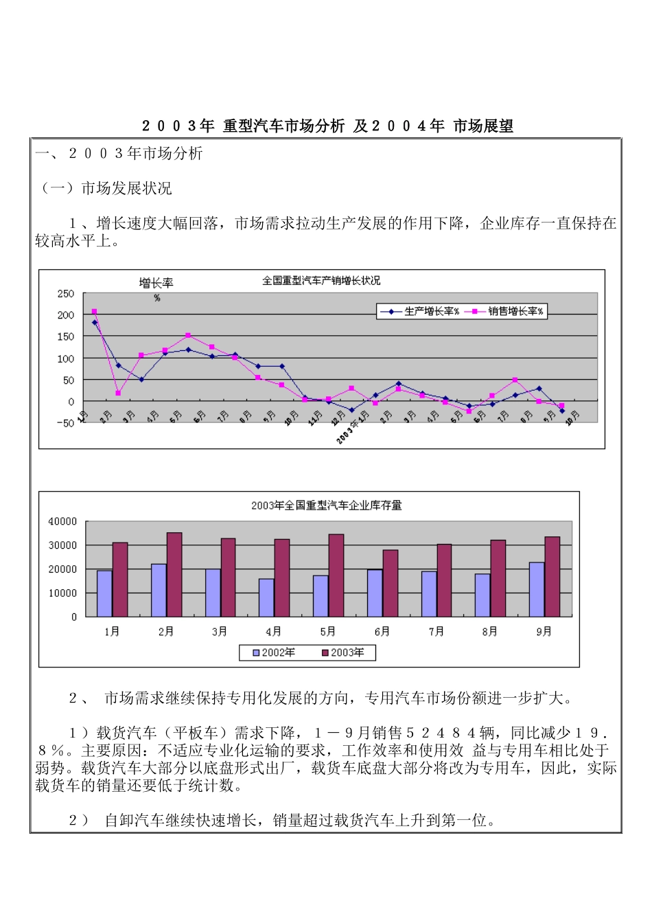 某年度重型汽车市场分析及市场展望_第1页