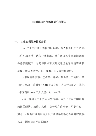 某项目市场调研分析报告