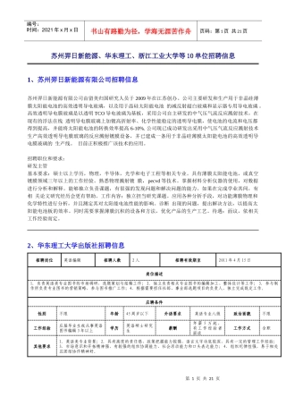 华东理工大学浙江工业大学等单位招聘信息