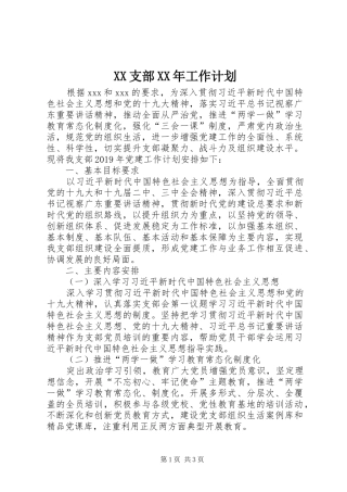 XX支部XX年工作计划