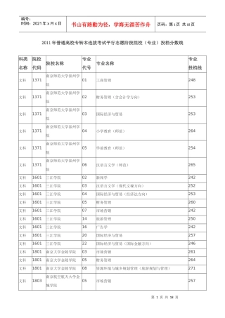 XXXX年普通高校专转本选拔考试平行志愿阶段院校