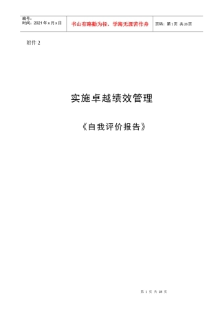 实施卓越绩效管理《自我评价报告》