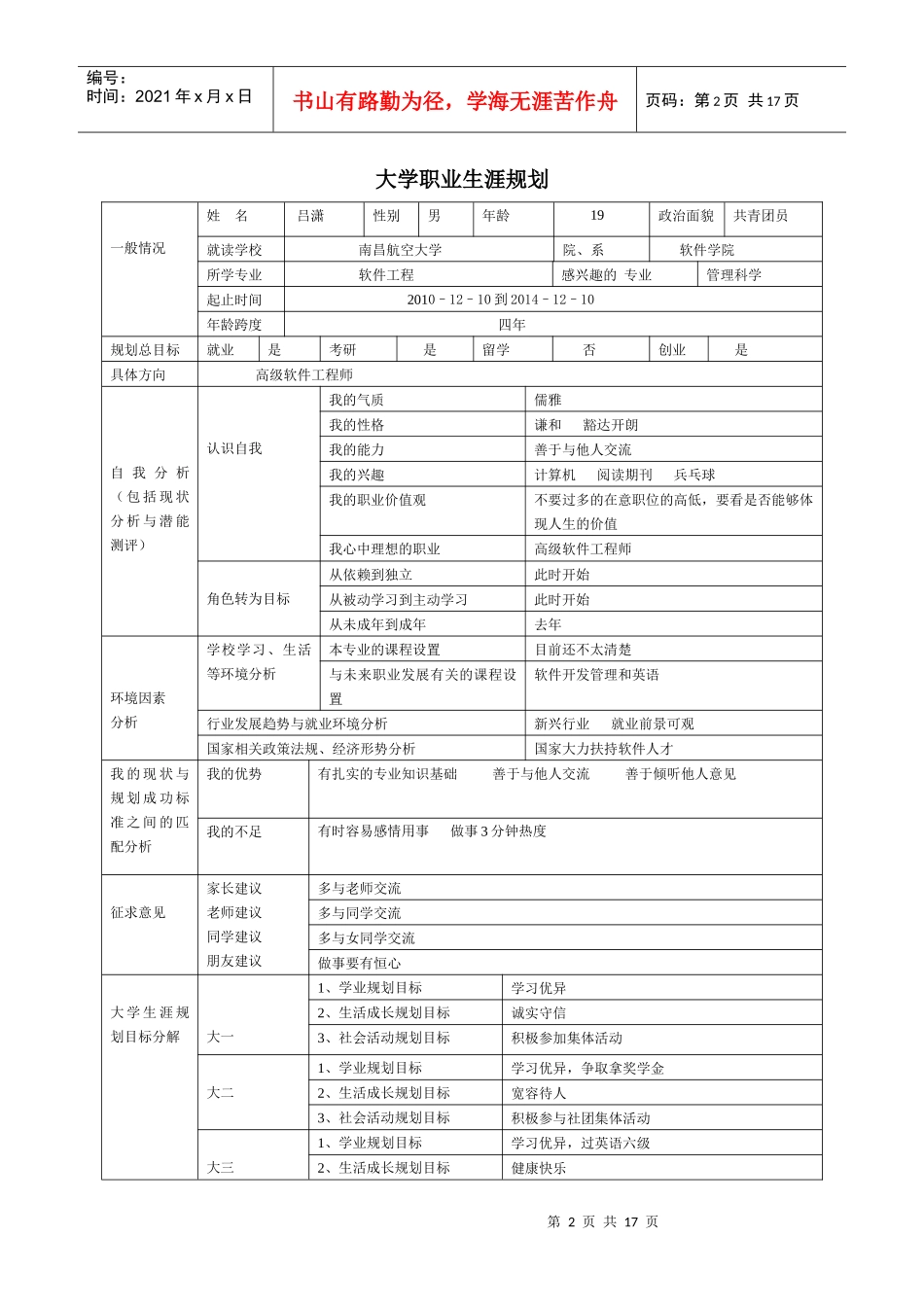 大学职业生涯规划_第2页