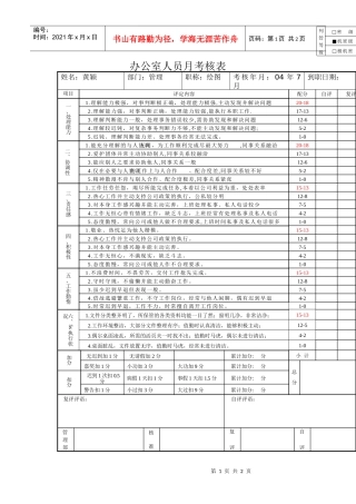 办公室人员考核表