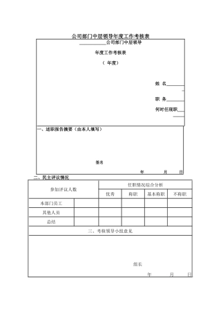 中层领导年度工作考核(1)