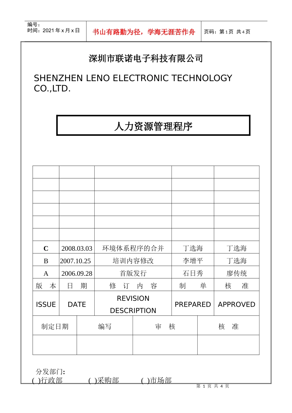 人力资源管理程序QP-02-01B_第1页