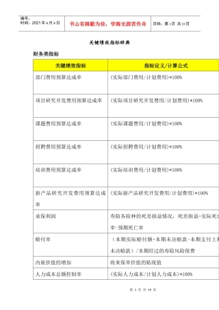 XX关键绩效指标辞典