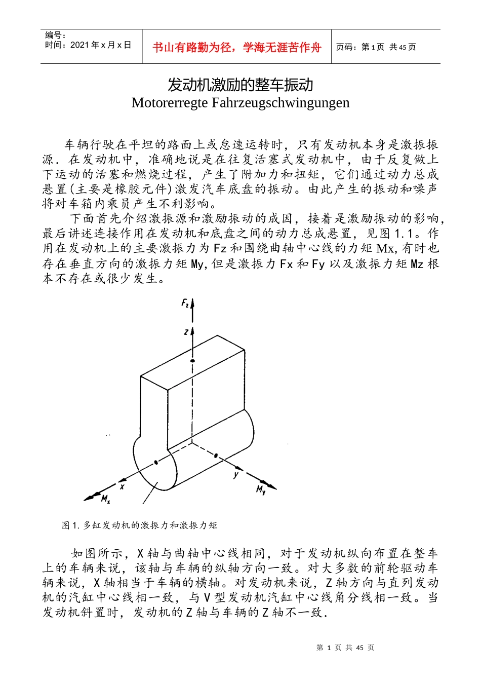 发动机激励的整车振动_第1页