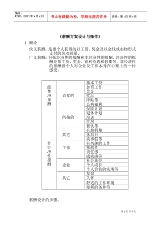 薪酬体系方案设计与运作