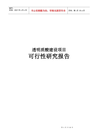 透明质酸建设项目可行性研究报告