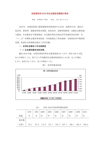 民政部发布XXXX年社会服务发展统计报告