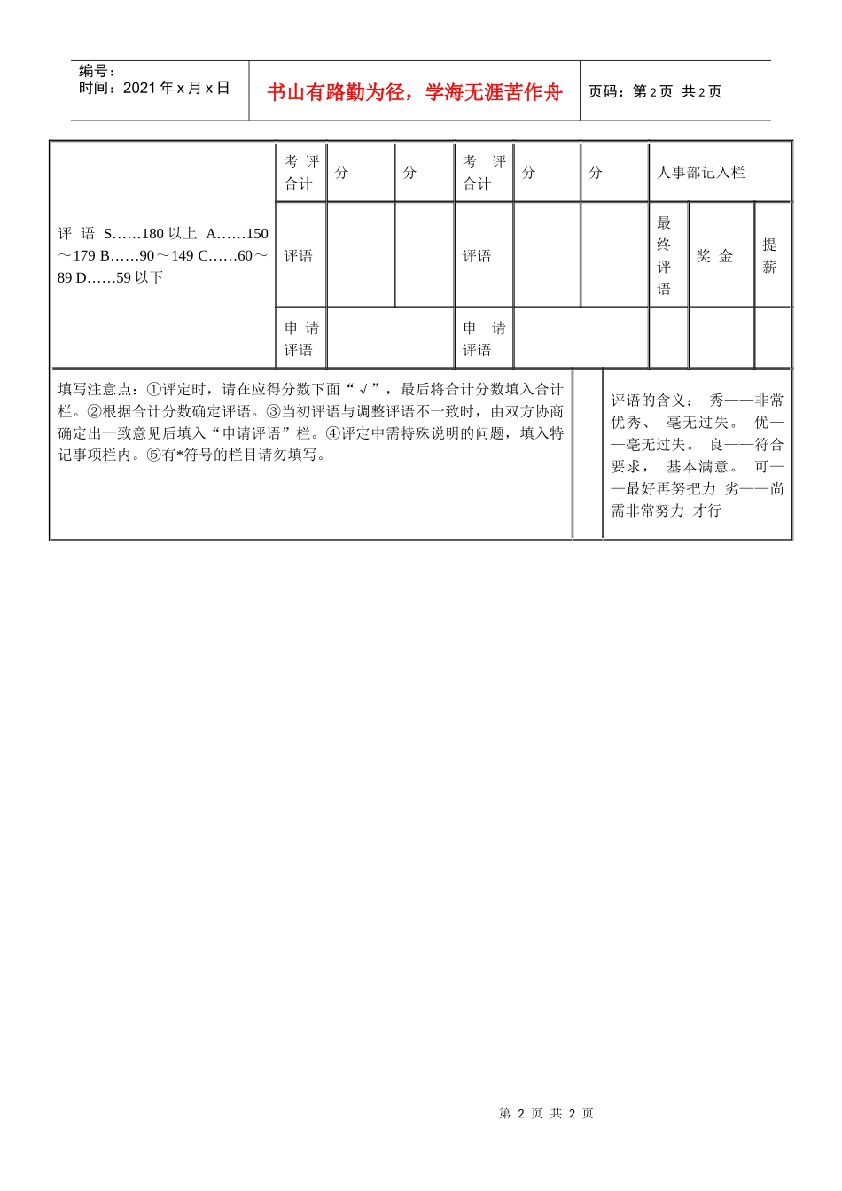 【绩效考核】人事考评表_第2页