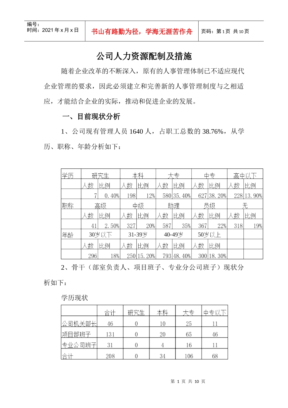 公司人力资源配制及措施_第1页