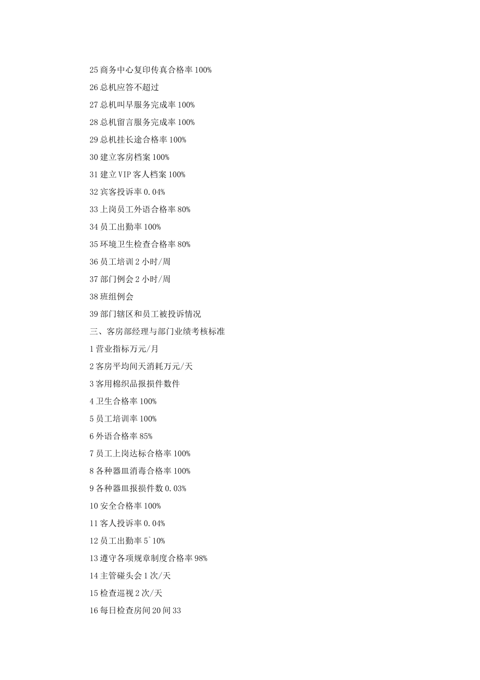 酒店各部门经理业绩考核标准（18P）_第3页