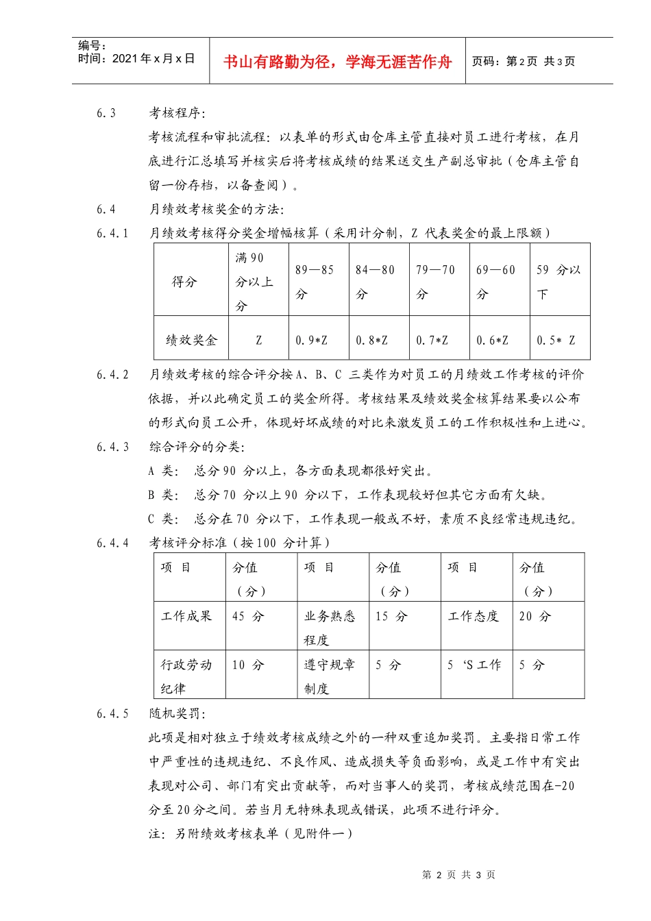 仓库员工薪酬考核方案_第2页