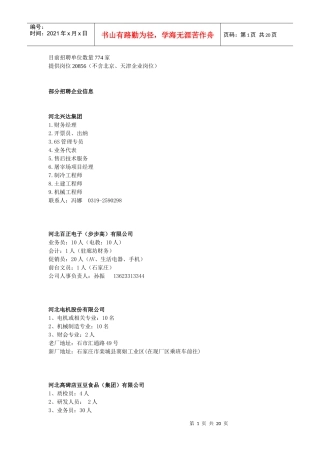 人才交流会岗位信息