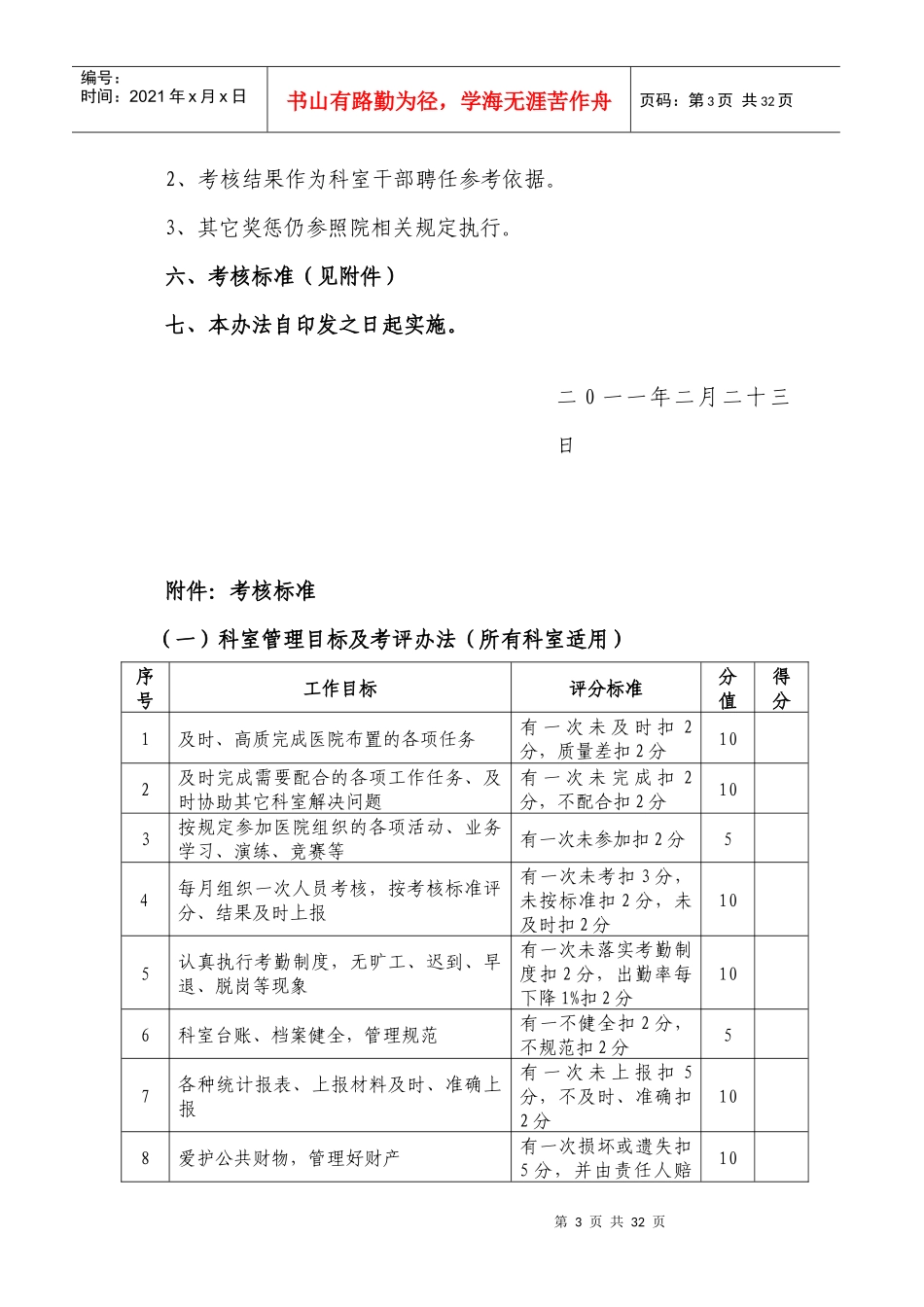 中西医结合医院科室综合目标考核方案_第3页