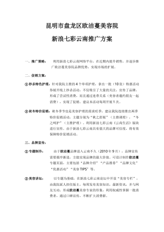 美容院网络推广方案