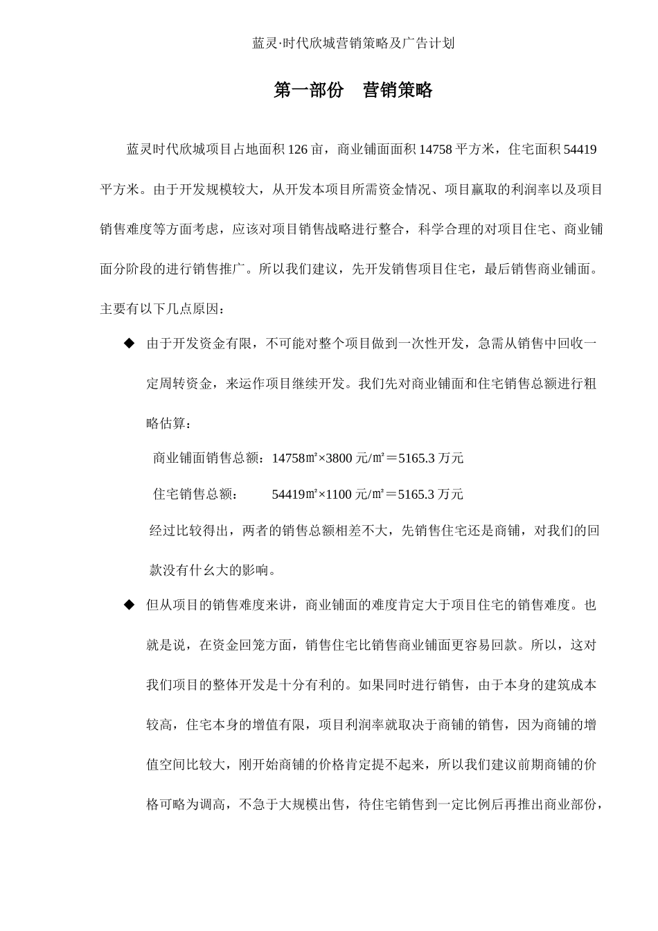 蓝灵时代欣城营销策略及广告计划_第1页