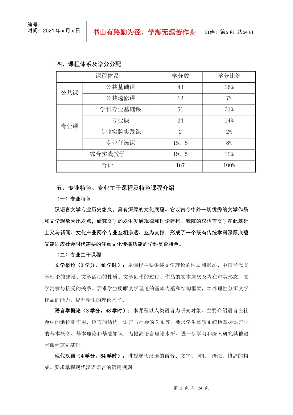 劳动关系学院汉语言文学专业培养方案(09)_第2页