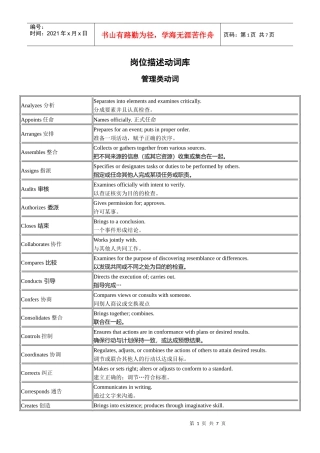 人力资源-20224岗位描述词库