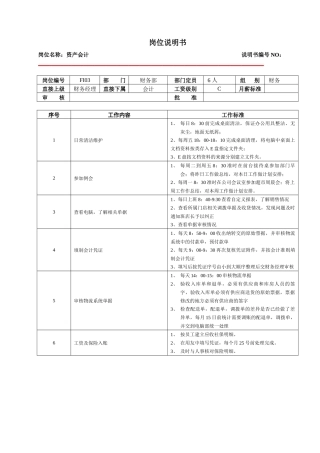 某大型跨国连锁超市资产会计岗位说明书