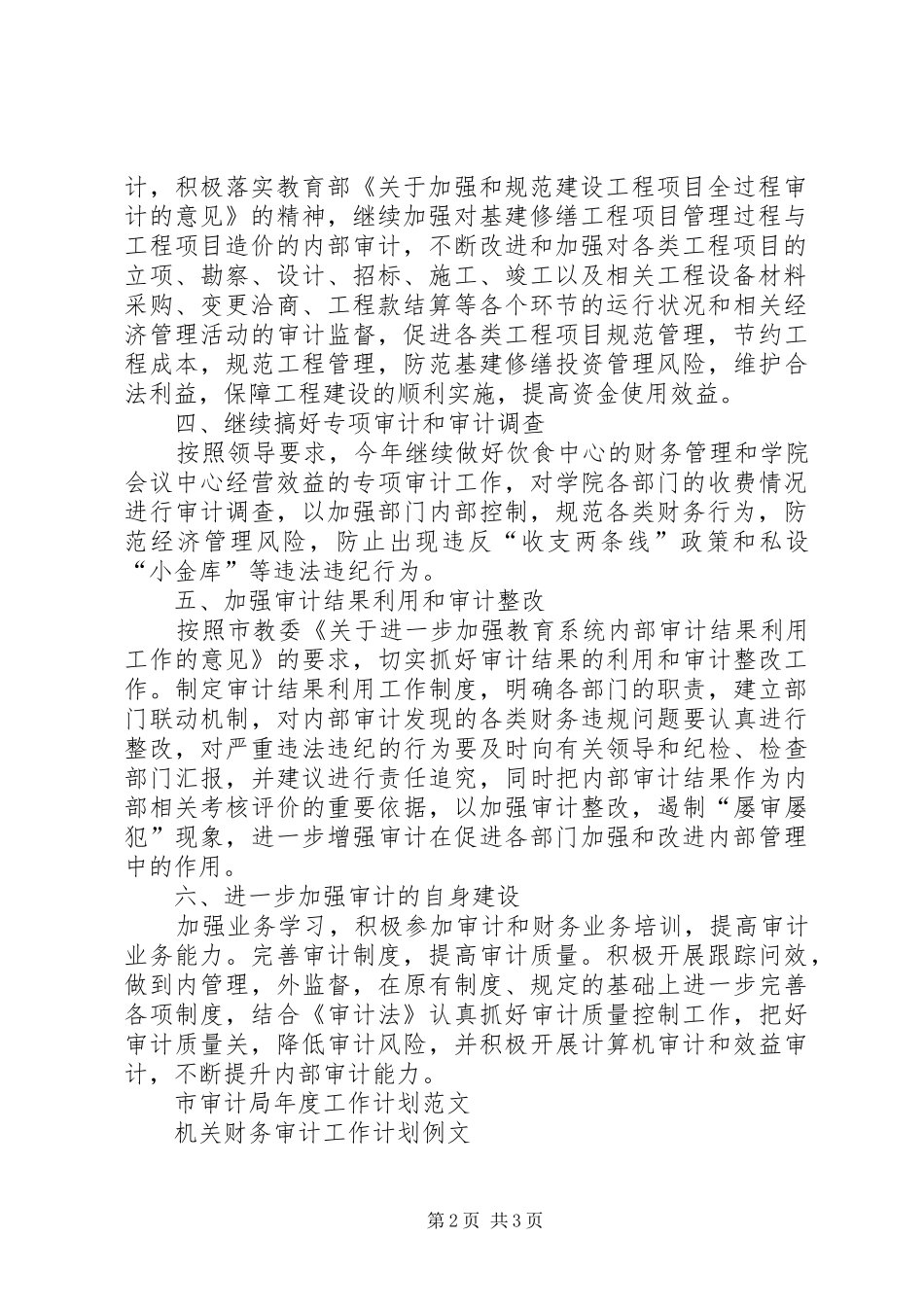 20XX年高职审计工作计划范例_第2页