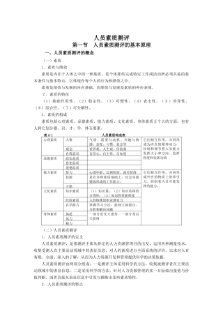 人员素质测评指标体系的构建与实施