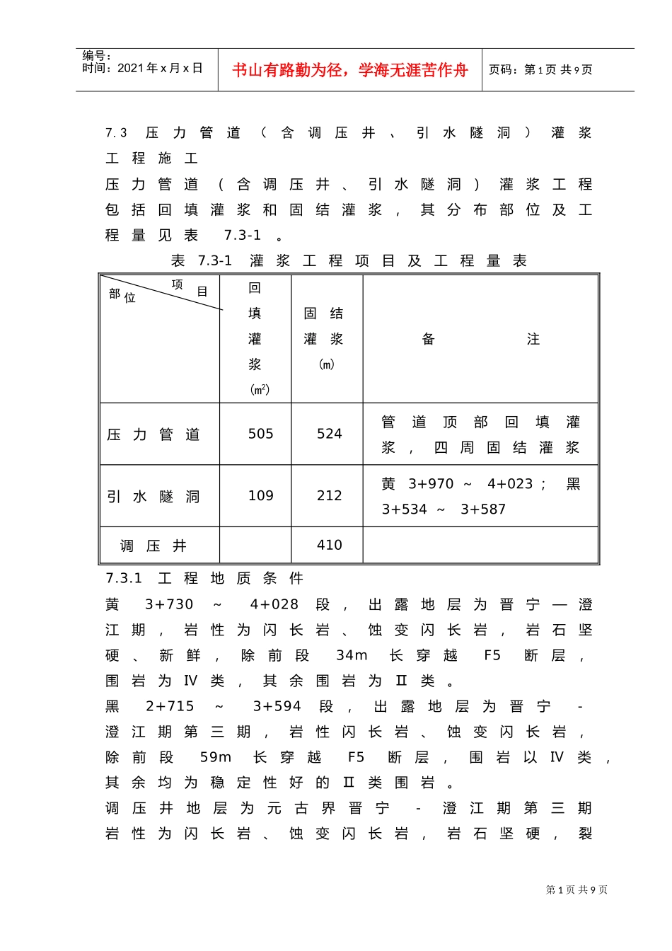 人力资源-20227.3压力管道（含调压井、引水隧洞）灌浆工程施工(DOC6页)_第1页