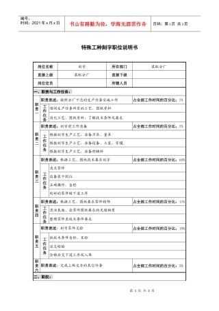 仪器生产企业特殊工种刻字职位说明书