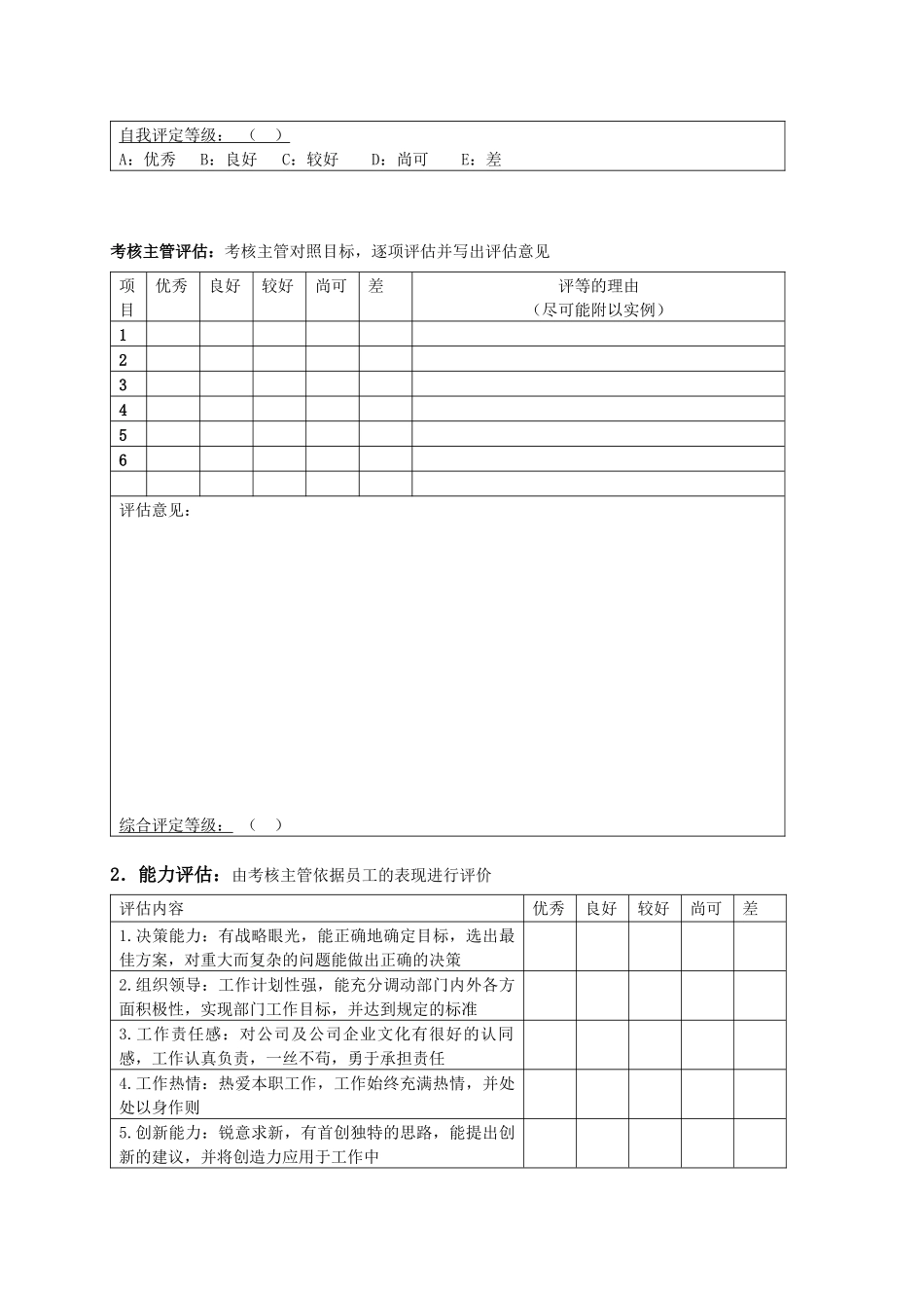 管理人员业绩考核表_第2页
