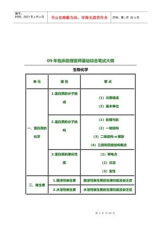 临床助理医师基础综合笔试大纲
