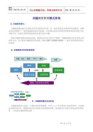 卓越绩效咨询方案