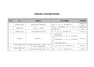 医院病理科副主任医师绩效考核指标